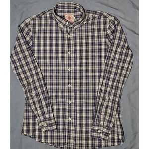 J Press Shirt Mens Medium Blue White Plaid Button Down Trunk Club Cotton Casual‎